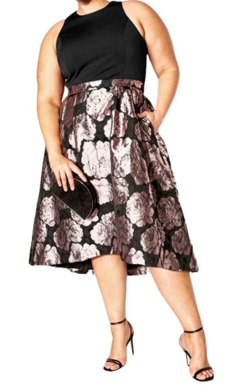 City Chic Dress Beatrice sleeveless pink black S/16